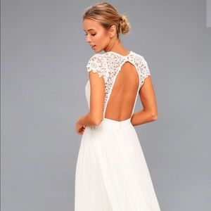 Lulus FLORIANNA WHITE BACKLESS LACE MAXI DRESS